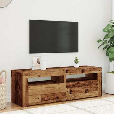 TV-kaappi LED-valoilla vanha puu 120x35x40 cm teknillinen puu