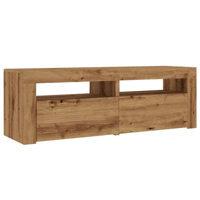 TV-kaappi LED-valoilla käsityöläinen tammi 120x35x40 cm