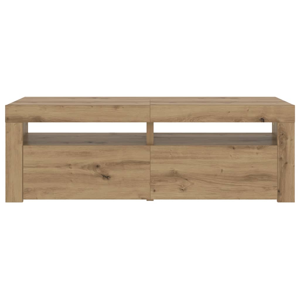 Käsityöläinen tammi tv-kaappi led-valoilla Athema 120x35x40cm