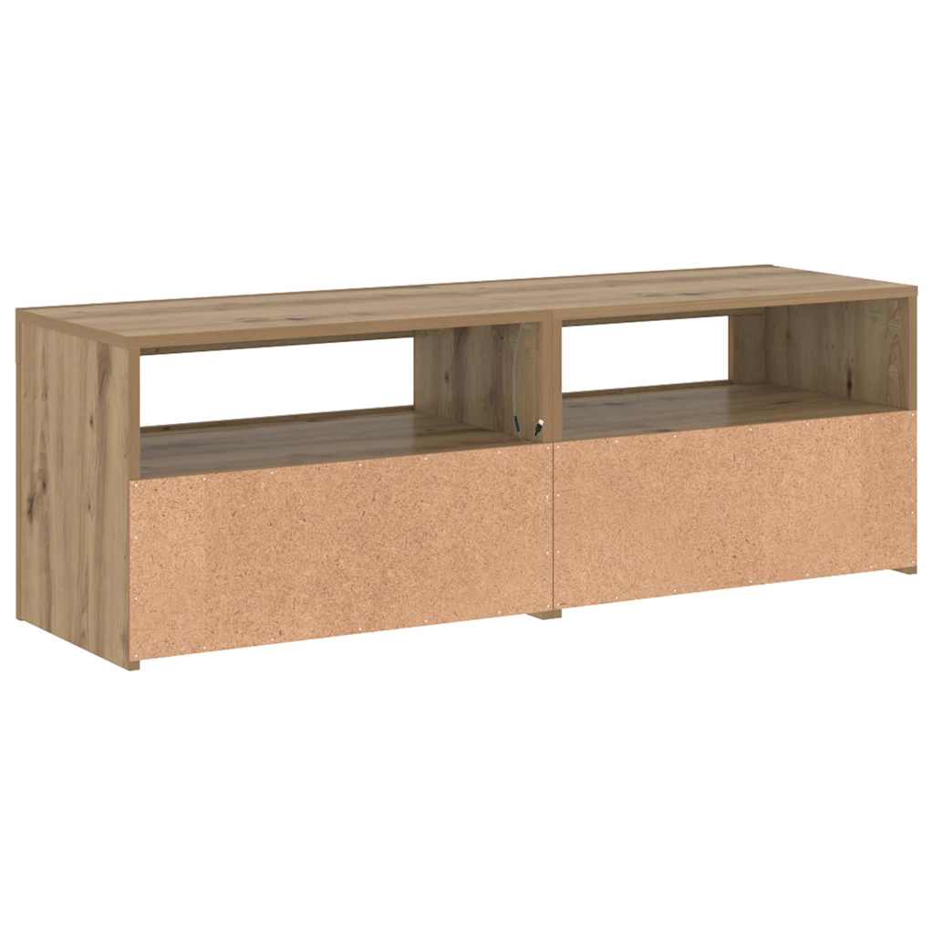 Käsityöläinen tammi tv-kaappi led-valoilla Athema 120x35x40cm