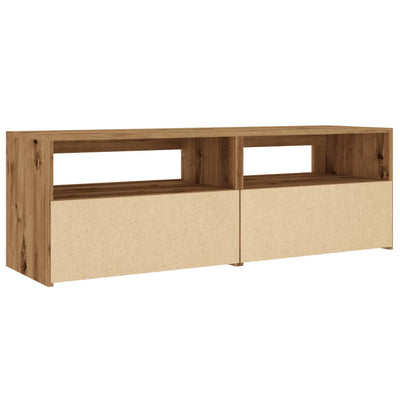 TV-kaappi LED-valoilla käsityöläinen tammi 120x35x40 cm