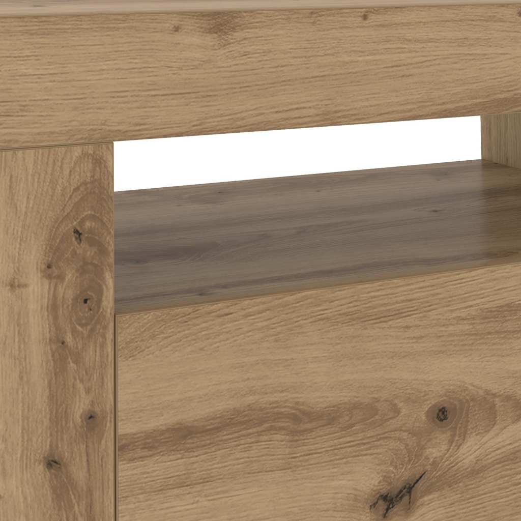 Käsityöläinen tammi tv-kaappi led-valoilla Athema 120x35x40cm