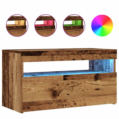 TV-kaappi LED-valoilla vanha puu 75x35x40 cm teknillinen puu