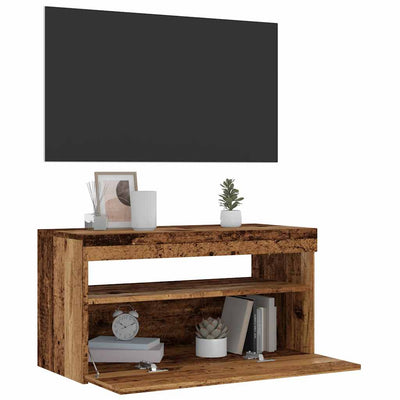 TV-kaappi LED-valoilla vanha puu 75x35x40 cm teknillinen puu