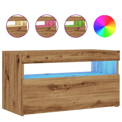 TV-kaappi LED-valoilla käsityöläinen tammi 75x35x40 cm