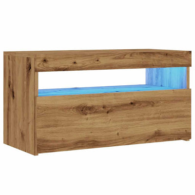 TV-kaappi LED-valoilla käsityöläinen tammi 75x35x40 cm