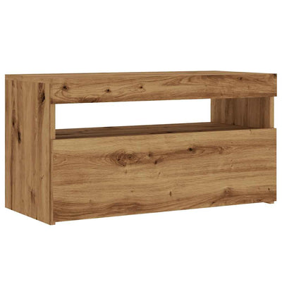 TV-kaappi LED-valoilla käsityöläinen tammi 75x35x40 cm