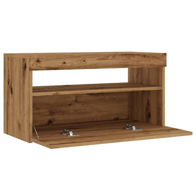 TV-kaappi LED-valoilla käsityöläinen tammi 75x35x40 cm
