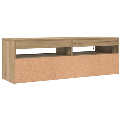 Käsityöläinen tammi tv-kaappi led-valoilla Nunut 120x35x40cm