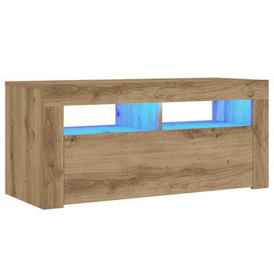 TV-kaappi LED-valoilla käsityöläinen tammi 90x35x40 cm