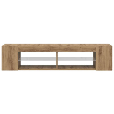 Käsityöläinen tammi tv-kaappi led-valoilla Christelle 135x39x30cm