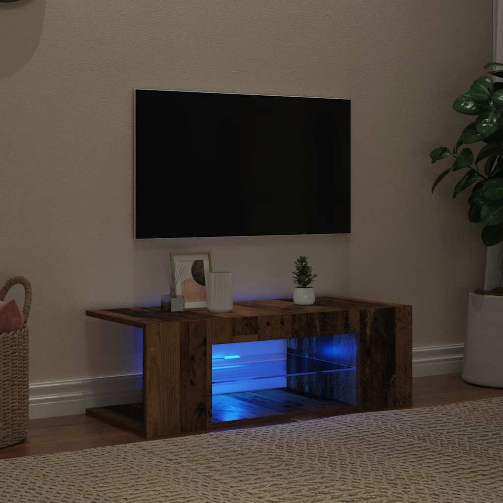 Vanha puu tv-kaappi led-valoilla Jair 90x39x30cm (teknillinen puu)