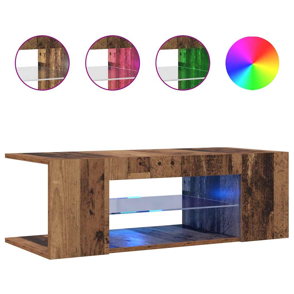 Vanha puu tv-kaappi led-valoilla Jair 90x39x30cm (teknillinen puu)