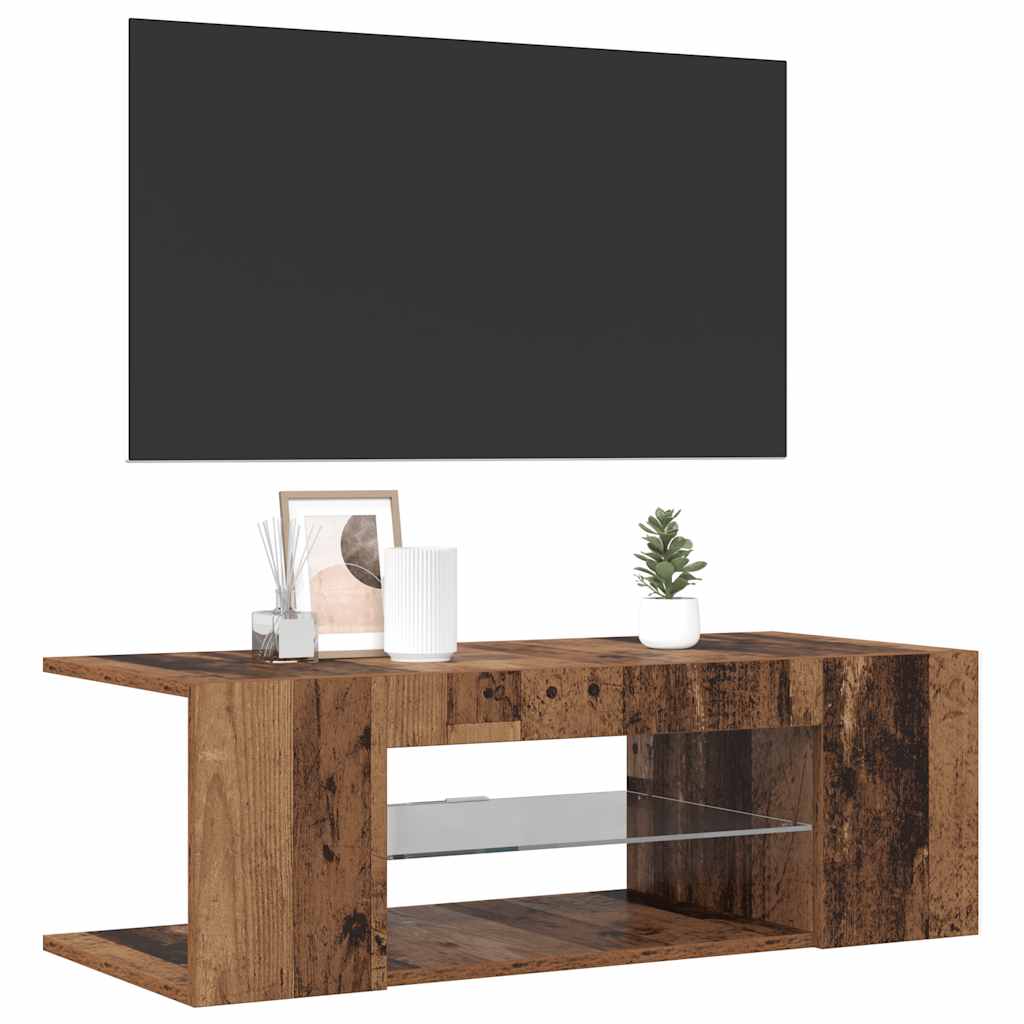 Vanha puu tv-kaappi led-valoilla Jair 90x39x30cm (teknillinen puu)