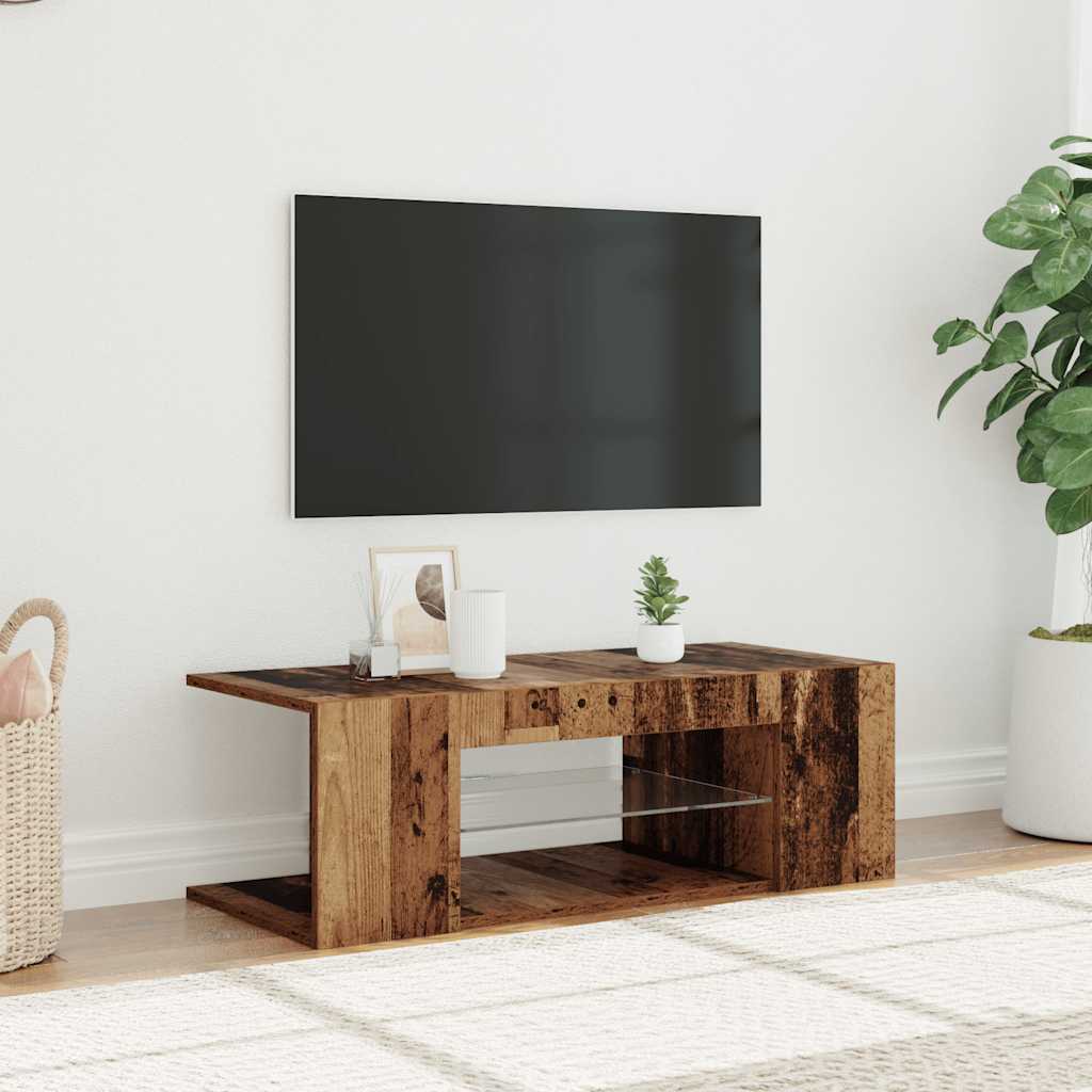 Vanha puu tv-kaappi led-valoilla Jair 90x39x30cm (teknillinen puu)