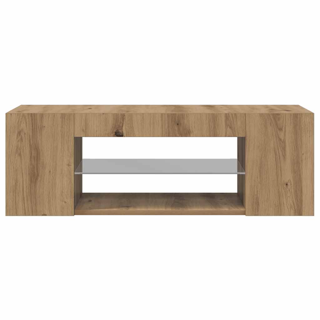 Käsityöläinen tammi tv-kaappi led-valoilla Jair 90x39x30cm