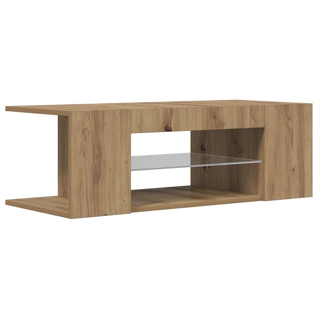 Käsityöläinen tammi tv-kaappi led-valoilla Jair 90x39x30cm