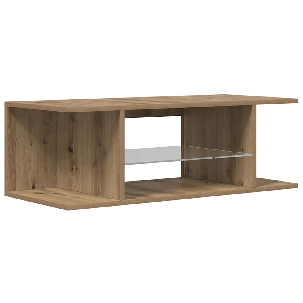 Käsityöläinen tammi tv-kaappi led-valoilla Jair 90x39x30cm