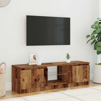 TV-kaappi LED-valoilla vanha puu 120x30x36 cm teknillinen puu