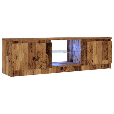 TV-kaappi LED-valoilla vanha puu 120x30x36 cm teknillinen puu