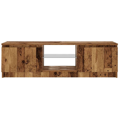 TV-kaappi LED-valoilla vanha puu 120x30x36 cm teknillinen puu