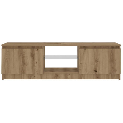 TV-kaappi LED-valoilla käsityöläinen tammi 120x30x36 cm