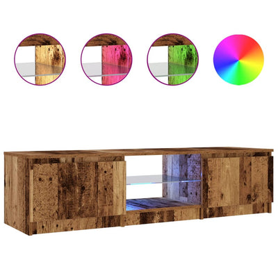 TV-kaappi LED-valoilla Vanha puu 140x40x35,5 cm Teknillinen puu