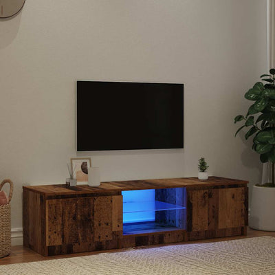 Tv-kaappi led-valoilla Dondos 140x40x35,5cm (vanha puu, teknillinen puu)