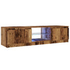 TV-kaappi LED-valoilla Vanha puu 140x40x35,5 cm Teknillinen puu