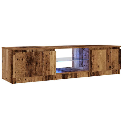 TV-kaappi LED-valoilla Vanha puu 140x40x35,5 cm Teknillinen puu