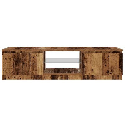 TV-kaappi LED-valoilla Vanha puu 140x40x35,5 cm Teknillinen puu