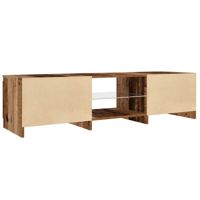 TV-kaappi LED-valoilla Vanha puu 140x40x35,5 cm Teknillinen puu