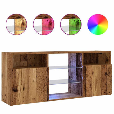 TV-kaappi LED-valoilla vanha puu 120x30x50 cm teknillinen puu