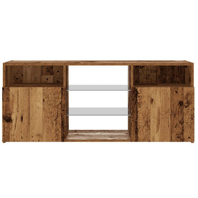 TV-kaappi LED-valoilla vanha puu 120x30x50 cm teknillinen puu