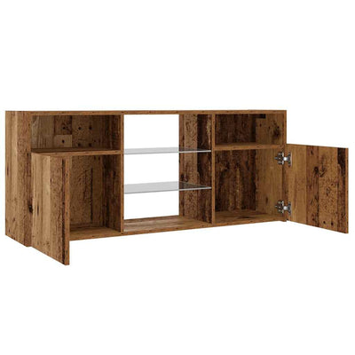 TV-kaappi LED-valoilla vanha puu 120x30x50 cm teknillinen puu