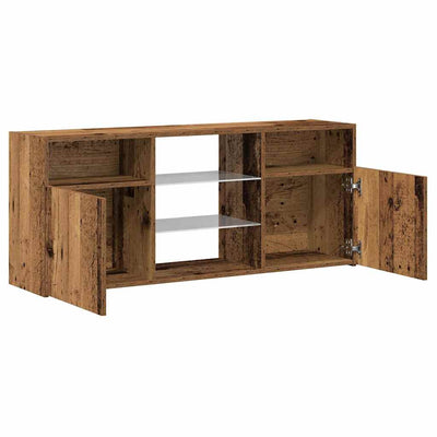 Vanha puu tv-kaappi led-valoilla Zornia 120x30x50cm (teknillinen puu)