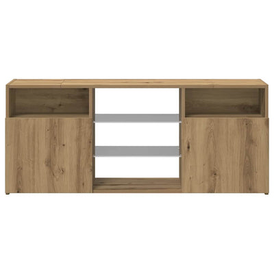 Käsityöläinen tammi tv-kaappi led-valoilla Zornia 120x30x50cm