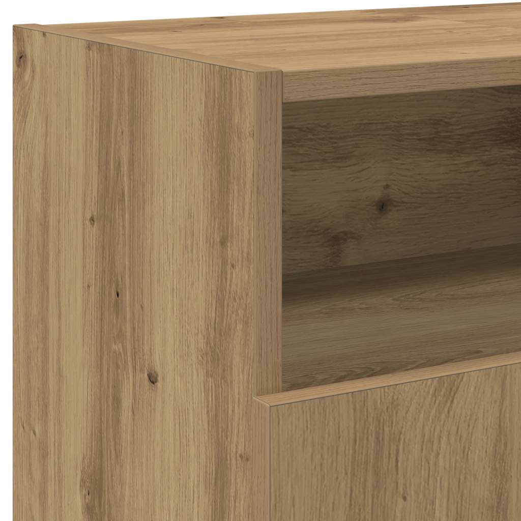 Käsityöläinen tammi tv-kaappi led-valoilla Zornia 120x30x50cm