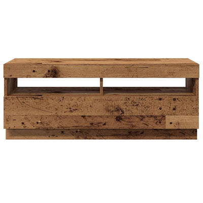 Vanha puu tv-kaappi led-valoilla Ramiz 100x35x40cm (teknillinen puu)