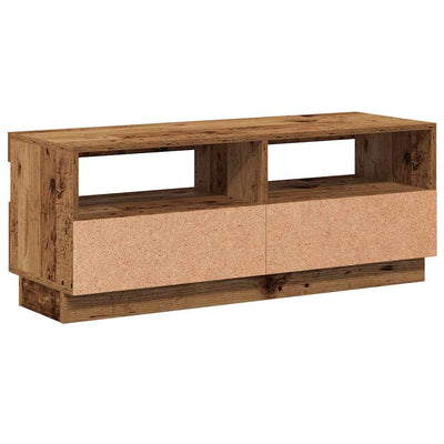 Vanha puu tv-kaappi led-valoilla Ramiz 100x35x40cm (teknillinen puu)