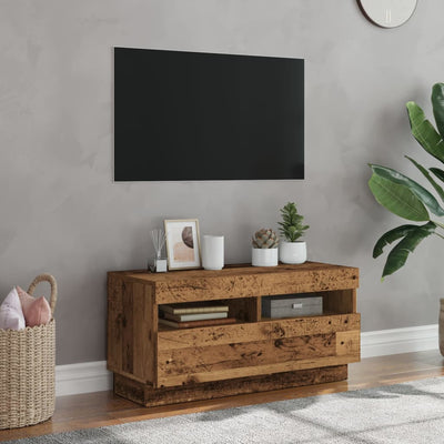 TV-kaappi LED-valoilla Old Wood 80x35x40 cm Engineered Wood
