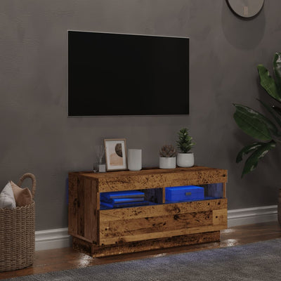 TV-kaappi LED-valoilla Old Wood 80x35x40 cm Engineered Wood