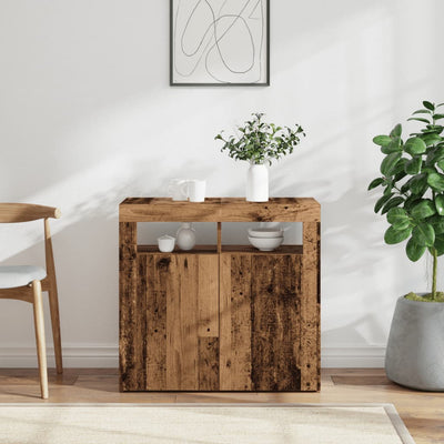 Senkki LED-valoilla vanhaa puuta 80x35x75 cm teknillinen puu
