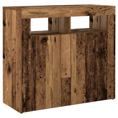 Senkki LED-valoilla vanhaa puuta 80x35x75 cm teknillinen puu