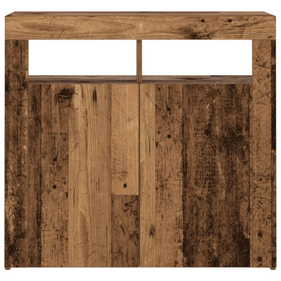 Senkki LED-valoilla vanhaa puuta 80x35x75 cm teknillinen puu