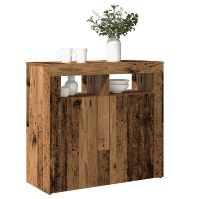 Senkki LED-valoilla vanhaa puuta 80x35x75 cm teknillinen puu