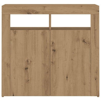 Senkki LED-valoilla käsityöläinen tammi 80x35x75 cm