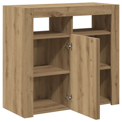 Käsityöläinen tammi senkki led-valoilla Panaghia 80x35x75cm