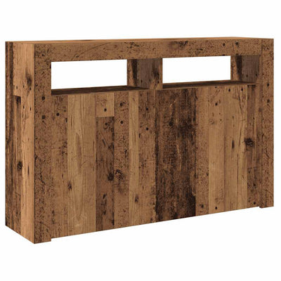 senkki LED-valoilla Vanha puu 115,5x30x75 cm Teknillinen puu