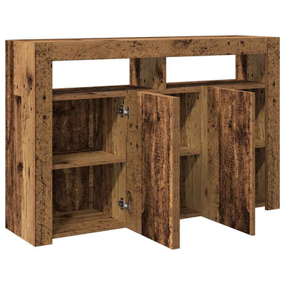 senkki LED-valoilla Vanha puu 115,5x30x75 cm Teknillinen puu